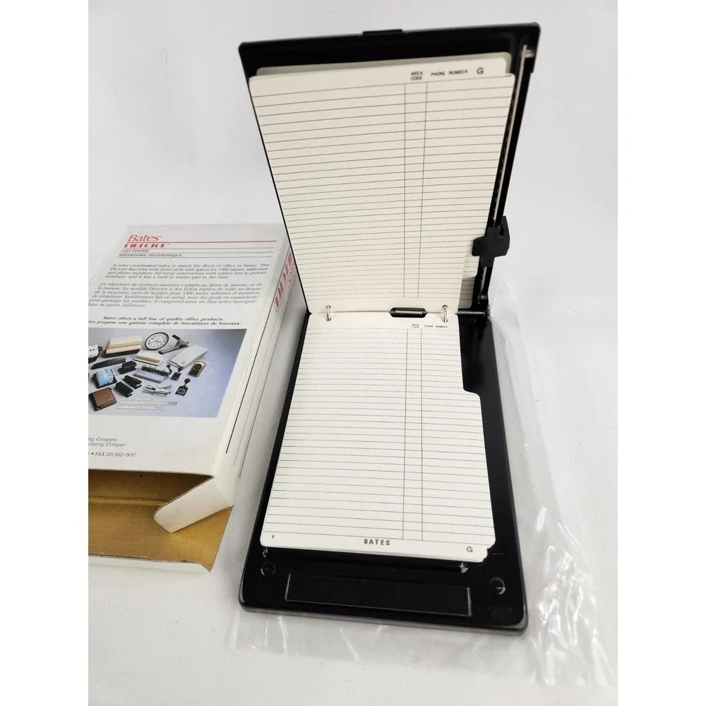 NEW Vintage Metal Bates Secretary Telephone Address Directory Desk Rolodex Book